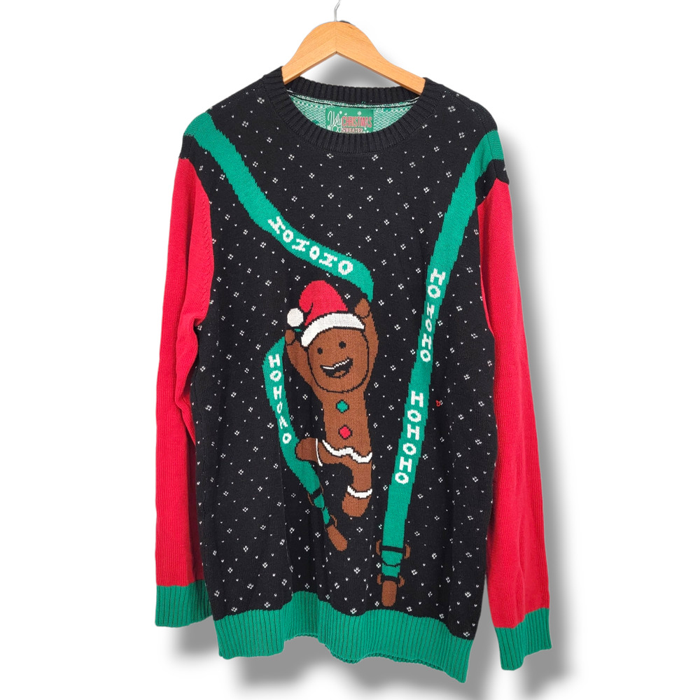Ugly Christmas Sweater Men's Gingerbread Man Novelty Sweater Size XL